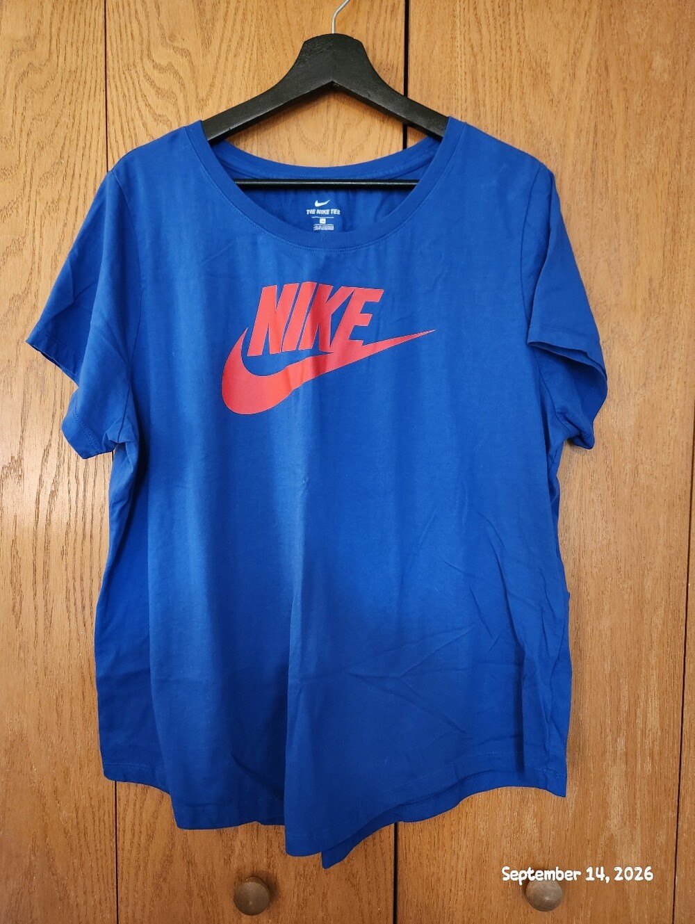 Nike Blue Short Sleeve Tee with Red Swoosh